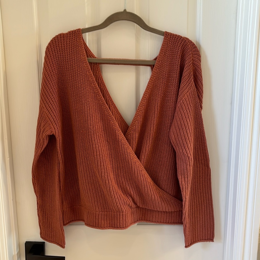 Rusty peach wrap sweater